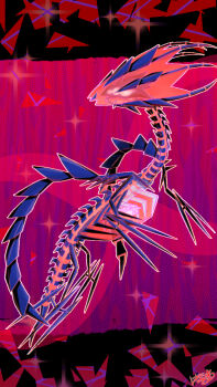 animal_focus claws commentary_request dragon eternatus eternatus_(normal) full_body gen_8_pokemon hama_sou highres legendary_pokemon nintendo no_humans outline pokemon pokemon_(creature) pokemon_focus signature solo white_outline