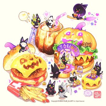 Rule 34 | + +, animal, bandages, broom, broom riding, burger, cape, cat, cheese, chibi, chibi only, commentary request, crescent, cup, drinking glass, drinking straw, eating, fire, food, halloween, halloween costume, heart, heart-shaped mouth, highres, holding, holding scythe, holding tray, jack-o'-lantern, ketchup, korean commentary, ladder, lettuce, mask, no humans, on ladder, onion, original, oversized food, oversized object, partially submerged, scythe, sign, skull mask, sliced cheese, spoken food, spoken heart, star (symbol), surprised, talbi, tomato, tray