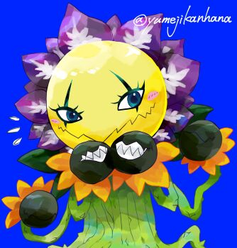 blossomon blue_eyes digimon digimon_(creature) looking_at_viewer plant sharp_teeth smile teeth yumejikanhana