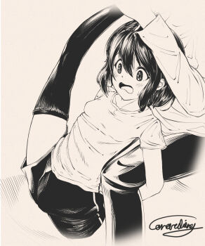 1girl 1other contortiong flexible highres simple_background split standing standing_on_one_leg standing_split tagme