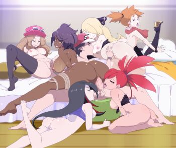 1boy 6+girls absurdres age_difference anime_coloring anus arm_support ass asymmetrical_hair barefoot baseball_cap bed bed_sheet black_hair black_thighhighs blonde_hair boots bottomless breast_sucking breasts cleft_of_venus closed_eyes clothed_female_nude_female clothed_female_nude_male cooperative_fellatio cowgirl_position cynthia_(pokemon) dark-skinned_female dark_skin earrings feet fellatio fingering flannery_(pokemon) frontier_brain girl_on_top gym_leader hair_ornament hair_over_one_eye half-closed_eyes harem hat hetero high_heel_boots high_heels highres indoors interracial island_kahuna jewelry kneeling large_breasts legs lexus_(artist) licking lipstick long_hair looking_at_viewer looking_back lucy_(pokemon) lying makeup matching_hair/eyes medium_breasts misty_(pokemon) multicolored_hair multiple_girls nintendo nipples no_shoes nude olivia_(pokemon) on_back on_bed on_floor on_stomach open_mouth oral orange_hair penis pink_hair pink_lips pokemon pokemon_dppt pokemon_frlg pokemon_oras pokemon_rse pokemon_sm pokemon_xy ponytail puffy_areolae puffy_nipples purple_hair pussy pussy_juice pussy_juice_puddle pussy_juice_trail red_(pokemon) red_(pokemon_sm) red_hair saliva scarf serena_(pokemon) sex shirt_down short_hair side_ponytail soles source_request split spread_legs straddling sunglasses sunglasses_on_hat teamwork_(sexual) testicle_sucking testicles thigh_boots thighhighs tongue tongue_out top_pull uncensored vaginal very_long_hair wooden_floor