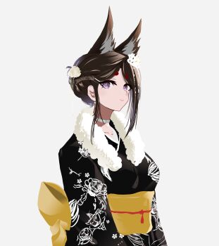 absurdres alternate_costume alternate_hairstyle amagi_(azur_lane) animal_ears azur_lane fashion fox fox_ears fox_girl hair_ornament hashtag-only_commentary headpiece highres japanese_clothes kimono lobo_(iamlob0) new_year