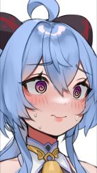 3girls @_@ ahoge animal_ears animal_print animated audible_music bare_shoulders begging bell bikini blonde_hair blue_hair blush bouncing_breasts breasts choker cleavage closed_eyes closed_mouth commentary cow_ears cow_print cow_print_bikini cow_print_thighhighs dancing flower ganyu_(genshin_impact) genshin_impact goat_horns hair_between_eyes hair_flower hair_ornament halo hands_up highres holding horns large_breasts low_ponytail lumine_(genshin_impact) meme multiple_girls navel neck_bell nemuaki no_mouth own_hands_together paimon_(genshin_impact) parted_lips ponytail print_bikini print_thighhighs sad_cat_dance_(meme) side-tie_bikini_bottom simple_background sound strap_gap string_bikini sunglasses sweat swimsuit thighhighs thighs twitter underboob video white_background white_hair