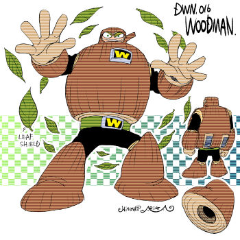 &gt;:) 1boy vent_(object) ariga_hitoshi armor arrow_(symbol) artist_name belt black_bodysuit bodysuit boots character_name reference_sheet checkered_background commentary_request concept_art english_text evil_grin evil_smile from_behind full_body gradient_background green_background green_belt green_eyes grin hands_up helmet highres knee_boots leaf looking_ahead looking_at_viewer male_focus mega_man_(classic) mega_man_(series) mega_man_2 mega_man_megamix multiple_views no_humans open_hands robot scanlines shoe_soles smile teeth turnaround v-shaped_eyebrows white_background wood wood_man
