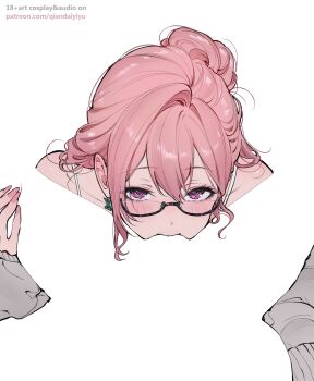 Rule 34 | 2girls, blending, blush, camisole, commentary, cunnilingus, earrings, english text, female pov, glasses, grey sweater, hand on another's thigh, highres, jewelry, long hair, looking at viewer, multiple girls, oral, patreon username, pink eyes, pink hair, pink nails, pov, qiandaiyiyu, semi-rimless eyewear, sweater, tsukishiro yanagi, under-rim eyewear, white camisole, yuri, zenless zone zero