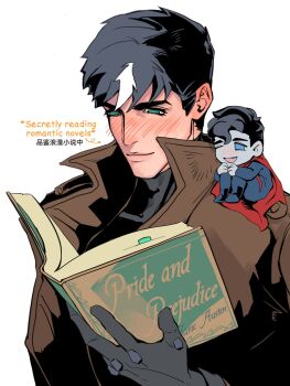 batman_(series) bizarro_ii black_bodysuit black_gloves black_hair bodysuit brown_jacket dc_comics e2_yhxloki gloves grey_bodysuit hashtag-only_commentary highres jacket jason_todd male_focus multicolored_bodysuit muscular muscular_male open_clothes red_hood_(dc) red_hood_and_the_outlaws short_hair superhero_costume taut_bodysuit two-tone_bodysuit