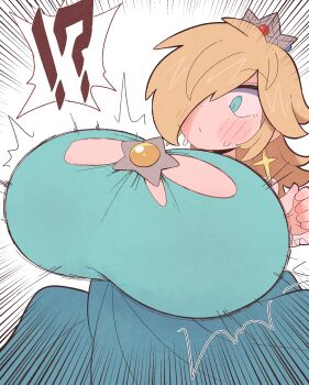 blonde_hair breast_expansion breasts gigantic_breasts kurachi_mizuki mario_(series) rosalina super_mario_galaxy