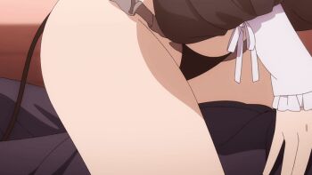 1boy 1girl 2022 20s animated animated_gif anime_screenshot artist_request black_nails black_panties cosplay demon_girl fake_tail gojou_wakana kitagawa_marin long_sleeves nail_polish nails navel panties rizu-kyun rizu-kyun_(cosplay) sitting sitting_on_person sono_bisque_doll_wa_koi_wo_suru stomach tagme tail thighs underwear