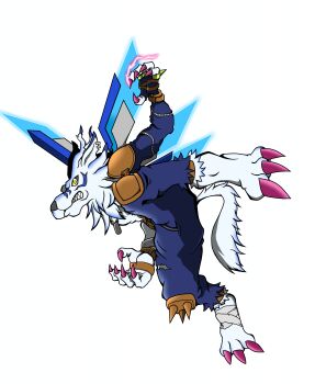 Rule 34 | absurdres, armor, digimon, digimon (creature), digimon adventure: (2020), highres, sharp teeth, solo, teeth, weregarurumon, weregarurumon sagittarius mode