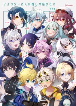 3girls 3sat0 6+boys arlecchino_(genshin_impact) bennett_(adventures_in_blazing_hue)_(genshin_impact) bennett_(genshin_impact) chongyun_(genshin_impact) commentary_request crossover dan_heng_(honkai:_star_rail) durin_(genshin_impact) faruzan_(genshin_impact) followers_favorite_challenge freminet_(genshin_impact) genshin_impact highres honkai:_star_rail honkai_(series) hu_tao_(cherries_snow-laden)_(genshin_impact) hu_tao_(genshin_impact) mika_(genshin_impact) multiple_boys multiple_drawing_challenge multiple_girls scaramouche_(genshin_impact) seth_lowell tall_female tall_male wanderer_(genshin_impact) white_background xingqiu_(genshin_impact) zenless_zone_zero