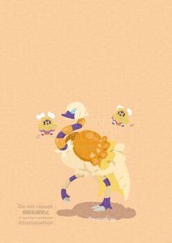 Rule 34 | absurdres, aqua sclera, bird, blue eyes, colored sclera, commentary, espathra, flittle, highres, nintendo, no humans, orange background, pokemon, pokemon (creature), pokemon focus, ringed eyes, simple background, talons, untranslatable commentary, wings, zozozoshion