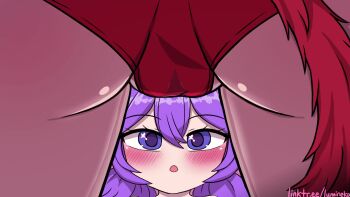 2girls animated anus ass blue_eyes blush clothes_pull cunnilingus demon_girl demon_horns demon_tail glasses highres horns loli lumineko moaning multiple_girls oral original panties panty_pull purple_eyes purple_hair pussy red_hair saliva tagme tail thighs tongue tongue_out uncensored underwear video yuri