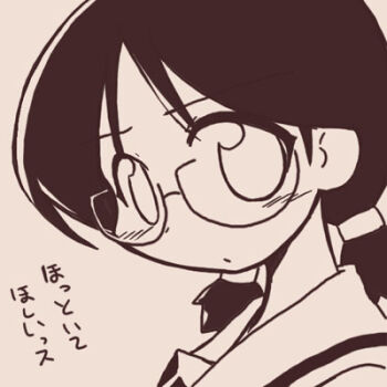 00s 1girl behoimi female_focus glasses ikkyuu lowres monochrome pani_poni_dash! sepia solo