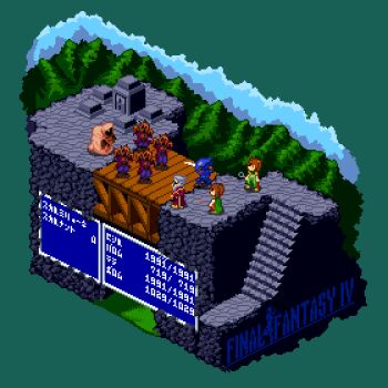 1boy 2girls animated animated_gif cecil_harvey copyright_name day final_fantasy final_fantasy_iv holding holding_sword holding_weapon isometric multiple_girls outdoors palom pixel_art porom scarmiglione stairs sword tellah wanpaku_pixels weapon