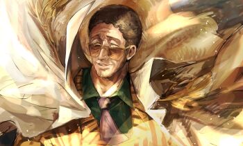 1boy 6cheetah black_hair facial_hair formal_clothes highres kizaru_(one_piece) long_sideburns looking_ahead male_focus mature_male mustache_stubble one_piece photokinesis short_hair sideburns smile solo sparse_stubble stubble suit sunglasses upper_body wrinkled_skin