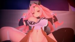 1boy 1girl 3d animated bottomless bouncing_breasts breasts breath dark-skinned_male dark_skin eatwaffles hetero highres koikatsu_(medium) large_breasts moaning nicole_demara nipple_slip nipples one_breast_out pink_hair pov sex sound torso_grab video zenless_zone_zero