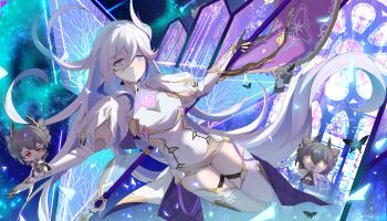 Rule 34 | + +, 3girls, absurdres, blue butterfly, blue eyes, boots, breasts, brown shorts, bug, butterfly, chibi, chinese commentary, commentary request, gauntlets, grey hair, hair ornament, highres, holding, holding polearm, holding weapon, honkai (series), honkai impact 3rd, insect, large breasts, long hair, looking at viewer, misteln schariac, multiple girls, polearm, prometheus (honkai impact), qiuqiuku, red eyes, shirt, short shorts, shorts, thighs, very long hair, weapon, white boots, white hair, white shirt