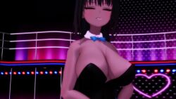 2girls 3d animal_ears animated artist_request ass ass_shake asuna_(blue_archive) asuna_(bunny)_(blue_archive) black_hair black_leotard blue_archive blue_bow blue_bowtie blue_eyes bow bowtie breasts cropped_legs dancing dark-skinned_female dark_skin detached_collar fingering fishnet_pantyhose fishnets grey_background hair_between_eyes halo highres karin_(blue_archive) karin_(bunny)_(blue_archive) large_breasts leotard light_brown_hair long_hair looking_at_viewer mikumikudance_(medium) multiple_girls naughty_face pantyhose playboy_bunny ponytail rabbit_ears rabbit_tail sideboob simple_background smile sound squatting tagme tail very_long_hair video