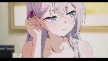 1boy 1girl ahoge alisa_mikhailovna_kujou animated black_hair blue_eyes blush bulge erection erection_under_clothes groping hair_between_eyes imminent_penetration kuze_masachika long_hair looking_at_another maplestar moaning on_bed outdoors patreon_username pov short_hair sidelocks snow sound straddling tagme tokidoki_bosotto_roshia-go_de_dereru_tonari_no_alya-san undressing video white_hair