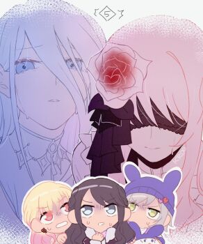 Rule 34 | 1other, 4girls, ^^^, akiyama mizuki, animal hat, black coat, blindfold, blonde hair, bloom festival (project sekai), blue hat, coat, colorful festival (project sekai), commentary request, covered eyes, dress, flower, fur-trimmed coat, fur trim, gameplay mechanics, gradient hair, green eyes, grey eyes, grey hair, hair flower, hair ornament, hat, hinomori shiho, hoshino ichika (project sekai), keikyoku no machi wa doko e (project sekai), kroan2539, long hair, majiwaru senritsu tomoru nukumori (project sekai), multicolored hair, multiple girls, nervous sweating, official alternate costume, official alternate hair length, official alternate hairstyle, pink hair, project sekai, rabbit hat, short hair, sweat, tears, tenma saki, turn pale, v-shaped eyebrows, white dress, white hair, yoisaki kanade