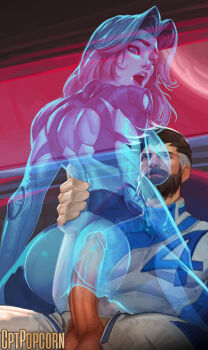 1boy 1girl artist_name ass breasts cptpopcorn highres invisible large_penis marvel open_mouth penis pussy sex sue_storm vaginal watermark
