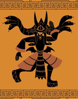 crown digimon digimon_(creature) iliadzine looking_at_viewer mask medusamon snake snake_hair tongue tongue_out