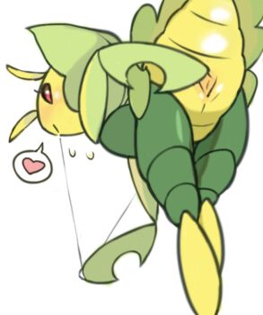 blood blush furry gen_5_pokemon harami_(artist) leavanny looking_back nintendo nosebleed pokemon pokemon_(creature) pussy red_eyes smile spread_pussy