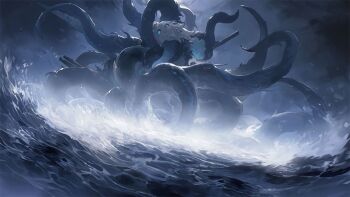 Rule 34 | azur lane, cloud, cloudy sky, creature, game cg, non-web source, siren (azur lane), sky, tentacles, water