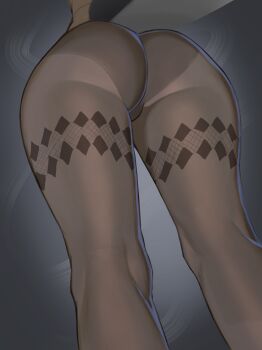1girl absurdres ass ass_focus black_panties black_pantyhose close-up commentary ellen_joe english_commentary facing_away from_below head_out_of_frame highres i_s_s_h_i_n kneepits lower_body outdoors panties panties_under_pantyhose pantyhose tail underwear variant_set zenless_zone_zero
