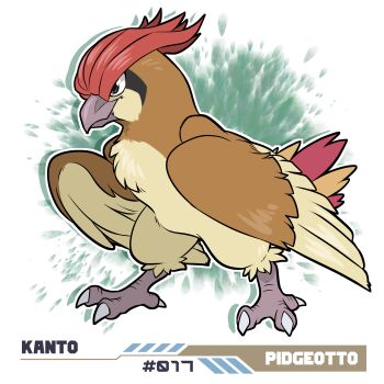 absurdres beak bird character_name english_text gen_1_pokemon highres nintendo no_humans numbered pidgeotto pokemon pokemon_(creature) solo sws-artdex