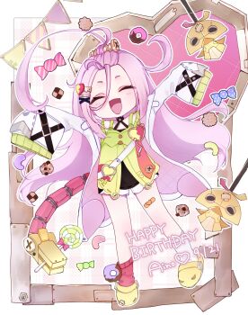 aino_(genshin_impact) antenna_hair candy cookie food forehead genshin_impact highres jacket lollipop pink_hair screw_hair_ornament sometannnn white_jacket