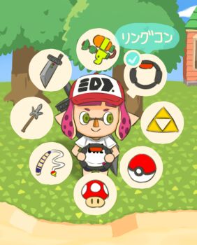 1girl animal_crossing baseball_cap bike_shorts black_bike_shorts buster_sword cloud controller crossover final_fantasy final_fantasy_vii fishing_rod game_controller grass green_eyes gun hat highres holding holding_controller holding_game_controller house ikaheigen inkling inkling_girl inkling_player_character looking_to_the_side mario_(series) mushroom nintendo pink_hair pointy_ears poke_ball poke_ball_(basic) pokemon polearm red_hat ring-con ring_fit_adventure seiken_densetsu seiken_densetsu_3 shirt short_hair short_sleeves sky smile spear splatoon_(series) splatoon_2 splattershot_(splatoon) square_enix squid_girl standing super_mushroom sword sword_on_back tentacle_hair the_legend_of_zelda tree triforce villager_(animal_crossing) weapon weapon_on_back white_shirt