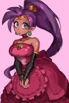 1girl alternate_costume dark-skinned_female dark_skin dress ponytail purple_hair saiykik shantae shantae_(series)