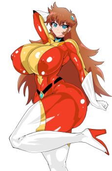 ass bodysuit breasts brown_hair gloves grendizer_u highres huge_ass huge_breasts long_hair maria_grace_fleed mazinger_(series) thick_thighs thighs ufo_robo_grendizer