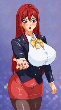1girl bible_black breasts highres large_breasts long_hair solo takashiro_hiroko yeezusdraw