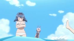 6+girls akaza_akari angry animated annoyed ball beach beachball bikini blood breast_envy breasts flat_chest funami_yui furutani_himawari glasses ikeda_chitose looking_at_breasts multiple_girls nosebleed one-piece_swimsuit oomuro_sakurako outdoors partially_submerged sneezing sound starfish sugiura_ayano swimsuit tagme throwing toshinou_kyouko video wading water yuruyuri