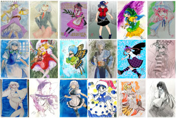 1boy 6+girls absolutely_everyone american_flag american_flag_dress american_flag_legwear american_flag_print american_flag_shirt animal_ears antennae apron aqua_apron arm_ribbon artist_name ascot baku_(creature) bat_wings belt bishamonten&#039;s_pagoda blonde_hair blue_kimono bow braid butterfly_wings capelet character_request checkered_clothes checkered_skirt clownpiece collection crystal curiosities_of_lotus_asia dollmani999 doremy_sweet dress embodiment_of_scarlet_devil eternity_larva everyone eyewear_on_head fairy_wings flag_print flandre_scarlet folding_fan formal_clothes frilled_kimono frills geta ghost glasses graveyard green_apron green_belt green_hood green_scarf grey_capelet grey_hair greyscale hand_fan haniyasushin_keiki hat hat_bow hat_ornament hat_ribbon headscarf hidden_star_in_four_seasons highres himekaidou_hatate imperishable_night insect_wings izayoi_sakuya japanese_clothes jester_cap jewelry jiangshi kimono kirisame_marisa leaf leaf_on_head legacy_of_lunatic_kingdom magatama magatama_necklace maid maid_headdress mermaid miyako_yoshika mob_cap monochrome monster_girl morichika_rinnosuke mouse_ears mouse_girl mouse_tail multicolored_dress multicolored_wings multiple_girls nazrin neck_ruff necklace nightcap nightgown object_in_pocket ofuda one_side_up outstretched_arms pendant petting pink_eyes pink_hair pocket polka_dot_headwear pom_pom_(clothes) print_shirt puffy_short_sleeves puffy_sleeves purple_dress purple_hat rabbit_ears red_eyes red_hat red_skirt red_vest reisen_(touhou_bougetsushou) ribbon saigyouji_yuyuko scarf scarlet_devil_mansion shirt short_sleeves side_ponytail silent_sinner_in_blue single_braid single_strap skirt skirt_set spot_color star_(symbol) star_hat_ornament star_print stuffed_animal stuffed_toy suit tail tapir_tail teddy_bear ten_desires tengu-geta tokin_hat tools toramaru_shou touhou touhou_bougetsushou traditional_media triangular_headpiece twin_braids twintails undefined_fantastic_object vest wakasagihime watatsuki_no_toyohime watatsuki_no_yorihime white_hat wings witch_hat wood_carving_tool yellow_ascot yellow_dress yellow_sleeves zombie_pose