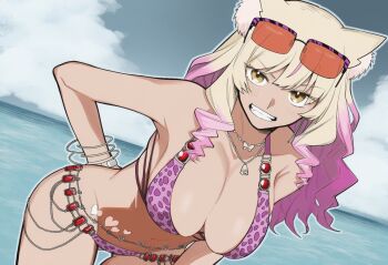 1girl breasts cleavage fate/grand_order fate_(series) gurugurukaijyuu medium_breasts sharp_teeth suzuka_gozen_(fate) suzuka_gozen_(swimsuit_rider)_(fate) tagme teeth