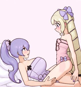 1futa 1girl blonde_hair breasts camilla_(fire_emblem) camilla_(hostile_springs)_(fire_emblem) clothed_sex cowgirl_position cross-section drill_hair elise_(fire_emblem) elise_(hostile_springs)_(fire_emblem) fire_emblem fire_emblem_fates fire_emblem_heroes flat_chest futa_with_female futanari incest large_breasts liveactors loli lying nail_polish naked_towel nintendo official_alternate_costume official_alternate_hairstyle on_back penis ponytail purple_eyes purple_hair sex siblings sisters straddling thighs towel twin_drills x-ray