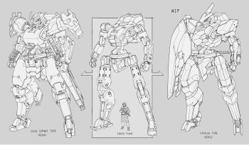 absurdres ammunition_pouch armor assault_rifle english_text grappling_hook gun helmet highres huge_weapon japanese_armor kabuto_(helmet) katana load_bearing_vest mecha mecha_focus military_combat_uniform military_uniform original pouch reference_sheet rifle robot science_fiction sheath sheathed short_sword shoulder_armor soldier sword wakazashi weapon zen_(jirakun)