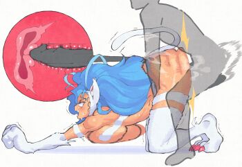 1boy 1girl animal_ears ass bad_source blue_eyes blue_hair blush breasts capcom cat_ears cat_girl cat_tail cervix claws completely_nude darkstalkers deep_penetration doggystyle faceless faceless_male fang felicia_(darkstalkers) happy happy_sex hetero highres hot huge_ass inkerton-kun large_breasts long_hair nude penis pussy sex sex_from_behind simple_background smile steaming_body sweat tail thighs toned toned_female top-down_bottom-up trembling vaginal white_fur x-ray
