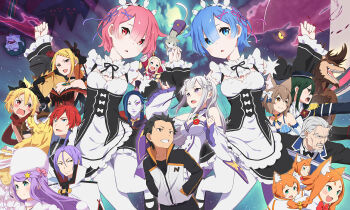 6+boys 6+girls beatrice_(re:zero) bell blue_eyes blue_hair blunt_bangs crusch_karsten emilia_(re:zero) errant everyone felix_argyle felt_(re:zero) hair_bell hair_between_eyes hair_ornament julius_juukulius matching_hair/eyes multiple_boys multiple_girls natsuki_subaru official_style petelgeuse_romaneeconti pointy_ears priscilla_barielle puck_(re:zero) ram_(re:zero) re:zero_kara_hajimeru_isekai_seikatsu reinhard_van_astrea rem_(re:zero) ricardo_welkin roswaal_l._mathers siblings sisters twins white_legwear wilhelm_(re:zero)