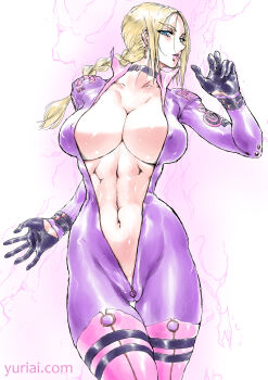 1girl absurdres blonde_hair breasts catsuit death_by_degrees highres huge_breasts namco nina_williams no_bra pink_catsuit tekken tekken_2 tekken_3 tekken_4 tekken_5 tekken_5_(dark_resurrection) tekken_6 tekken_7 tekken_blood_vengeance tekken_tag_tournament tekken_tag_tournament_2 unzipped yuri_ai