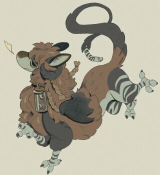 bird black_fur braid brown_fur chimera claws commentary dragon dragon_horns english_commentary eyeball full_body highres horns jar long_tail no_humans original pheasant puff_of_air snake_tail solid_circle_pupils sorochii tail tiger tiger_stripes white_background white_tiger wings