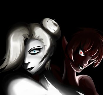 2girls blonde_hair blue_eyes female_focus hair_bun long_hair mature_(kof) mugenkairo95 multiple_girls pale_skin short_hair tan the_king_of_fighters vice_(kof)