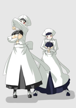 Rule 34 | 2girls, black boots, boots, bow, breasts, dress, fate (series), framed breasts, juliet sleeves, large breasts, leysritt (fate), long dress, long sleeves, mihane, multiple girls, puffy sleeves, red eyes, sella (fate), underboob