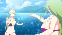 6+girls ahoge animated anime_screenshot ass back backboob ball bare_shoulders beach beachball bikini bikini_shorts black_bikini blonde_hair blue_eyes bouncing_breasts braid breast_envy breasts butt_crack cleavage closed_eyes cloud covered_erect_nipples dimples_of_venus frey_(megami-ryou_no_ryoubo-kun) frilled_bikini frills from_behind glasses green_hair groin hair_over_one_eye hozumi_serene huge_breasts innertube jumping kouroya_sutea large_breasts light_rays long_hair looking_at_another lying medium_breasts megami-ryou_no_ryoubo-kun multiple_girls navel ocean one-piece_swimsuit orange_shorts outdoors pink_hair pink_one-piece_swimsuit ponytail purple_bikini purple_eyes red_bikini red_eyes red_hair sand saotome_atena senshou_kiriya shaded_face short_hair shorts side-tie_bikini_bottom sideboob sidelocks sky small_breasts sound sparkle stomach swim_ring swimsuit thighs umbrella underboob video wachi_mineru walking water white_bikini wide_hips