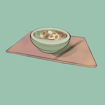 commentary egg english_commentary food highres non-web_source noodles pixiv ramen simple_background soup steaming_food