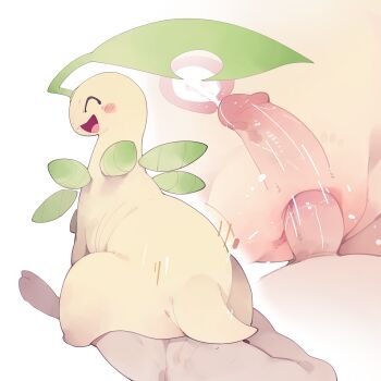 1boy 1girl absurdres animal_sexualization back bayleef bestiality blush cum cum_in_pussy facing_viewer from_behind gen_2_pokemon girl_on_top happy highres leaf leaf_on_head looking_back lying motion_lines multiple_views nintendo on_back open_mouth out_of_frame penis pokemon pokemon_(creature) pokephilia pussy reverse_cowgirl_position sex smile straddling tail uncensored uterus vaginal white_background x-ray youjo_modoki