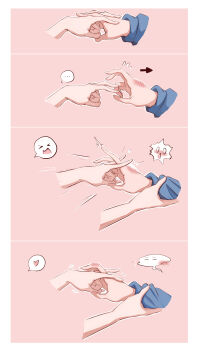 Rule 34 | ..., 2girls, absurdres, arrow (symbol), blush, chinese commentary, cho kaguya-hime!, closed eyes, commentary request, couple, flying sweatdrops, hand blush, hand focus, heart, highres, holding hands, interlocked fingers, kaguya (cho kaguya-hime!), kiss, multiple girls, multiple views, mumi daohu, open mouth, pink background, sakayori iroha, simple background, spoken ellipsis, spoken expression, spoken heart, tribadism gesture, yuri